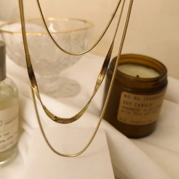 NEW Gold Plated Snake Flat Necklace 3 PCs - Picture 3 of 5